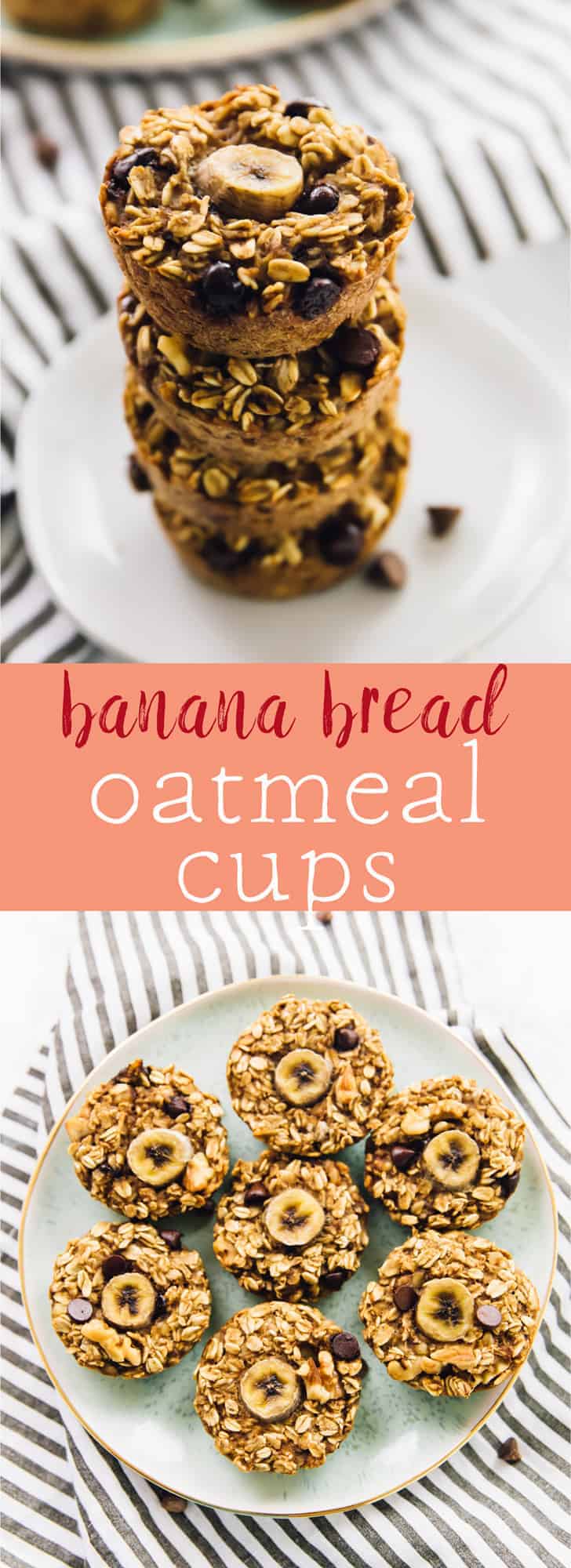 These Baked Banana Bread Oatmeal Cups are a great meal prep breakfast option! They are vegan, gluten free, and can be made in double or triple batches! via https://jessicainthekitchen.com 