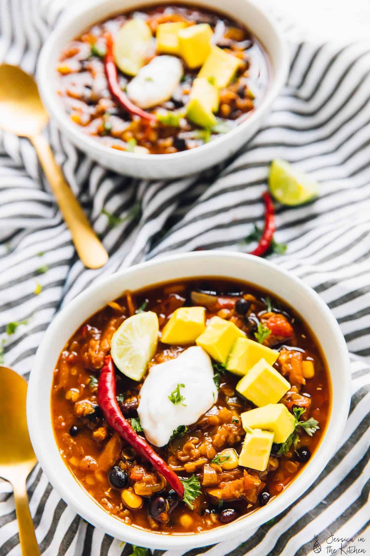 One Pot Red Lentil Chili Recipe | Jessica in the Kitchen