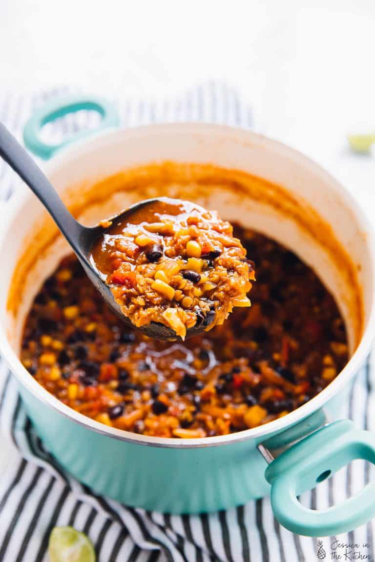 One Pot Red Lentil Chili Recipe | Jessica in the Kitchen