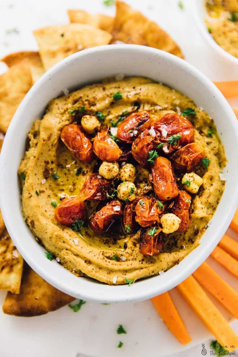 Spicy Roasted Red Pepper Hummus Jessica in the Kitchen