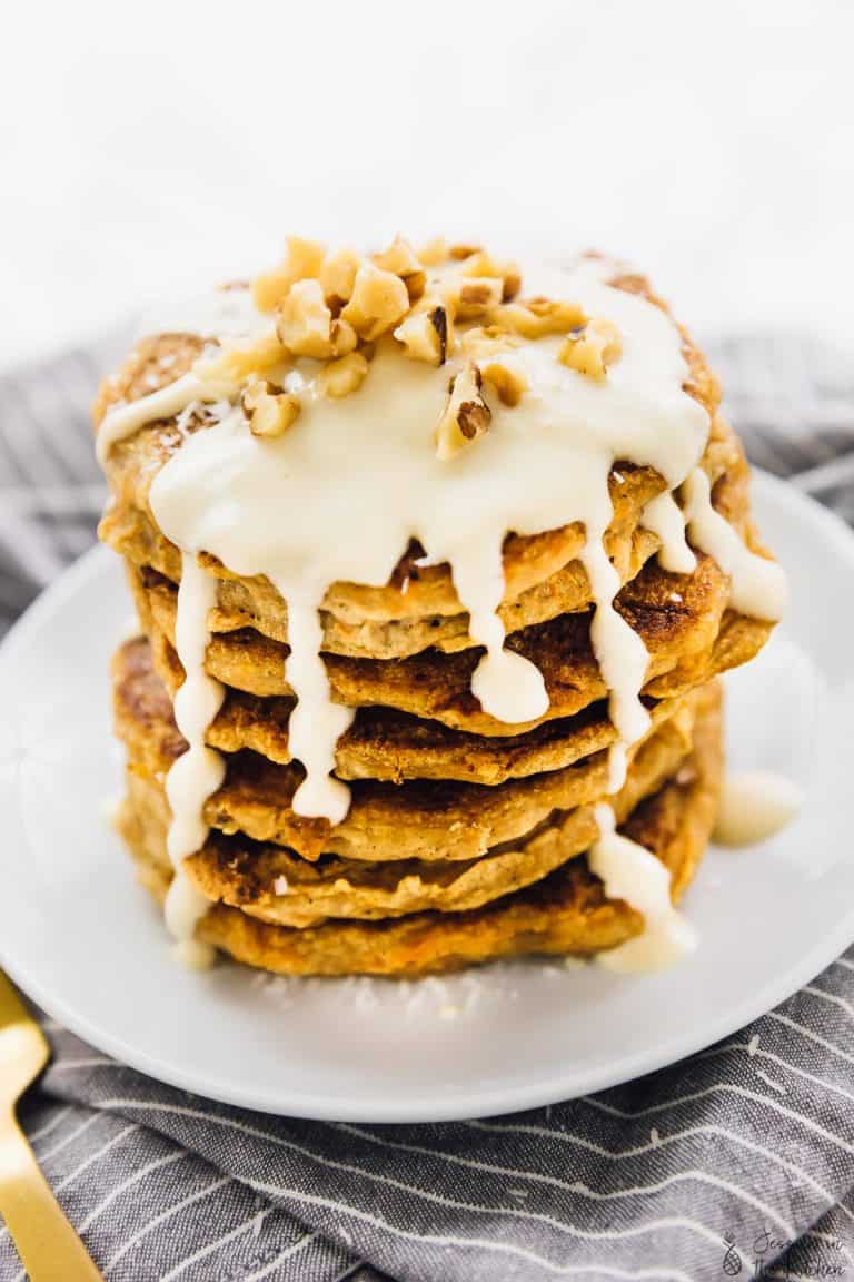 Vegan Carrot Cake Pancakes With Maple Cream Cheese Jessica In The Kitchen 9388