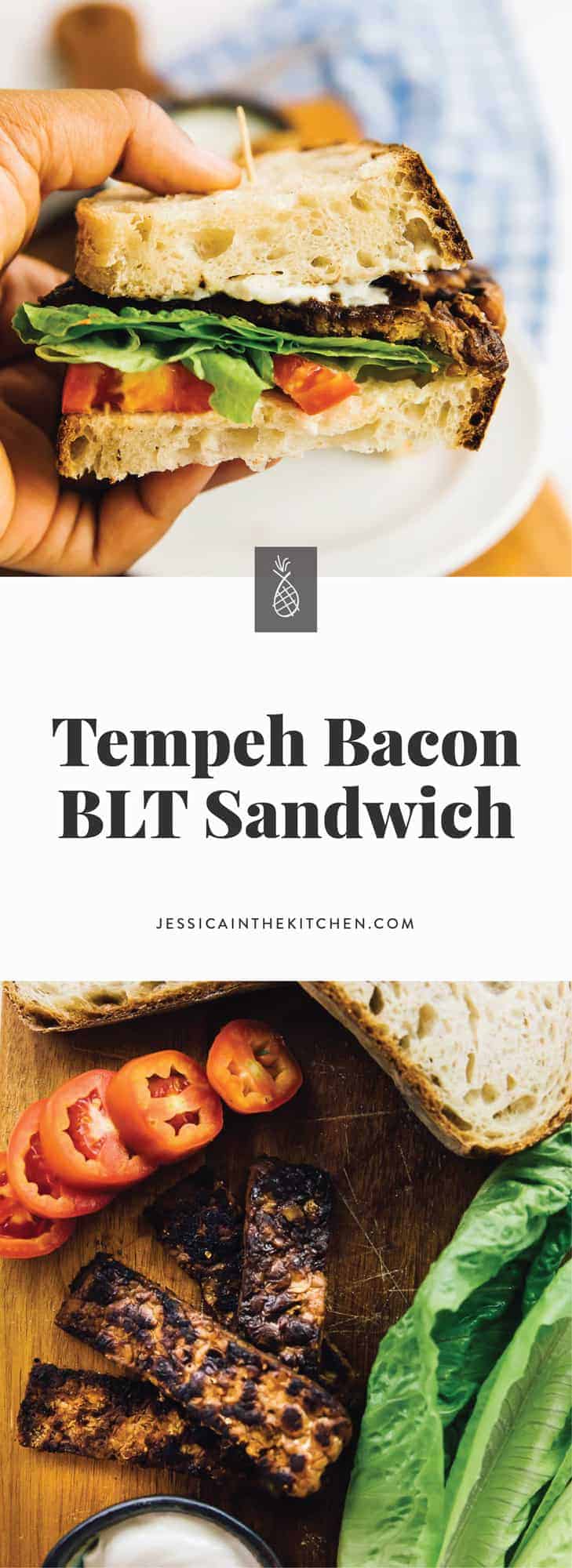 This Tempeh Bacon BLT Sandwich is loaded with lots of meaty flavour! It's perfect for quick lunches and dinners and you can use the tempeh bacon in so many ways! via https://jessicainthekitchen.com