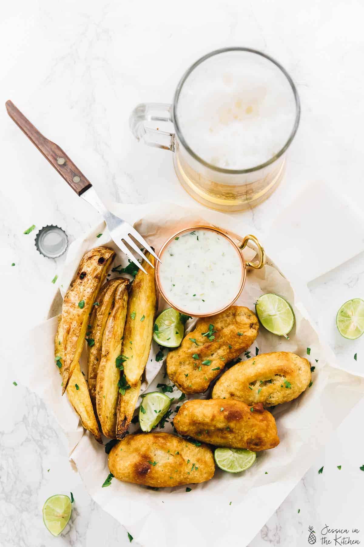 Vegan Fish Sticks (with Vegan Tartar Sauce) - Jessica in the Kitchen