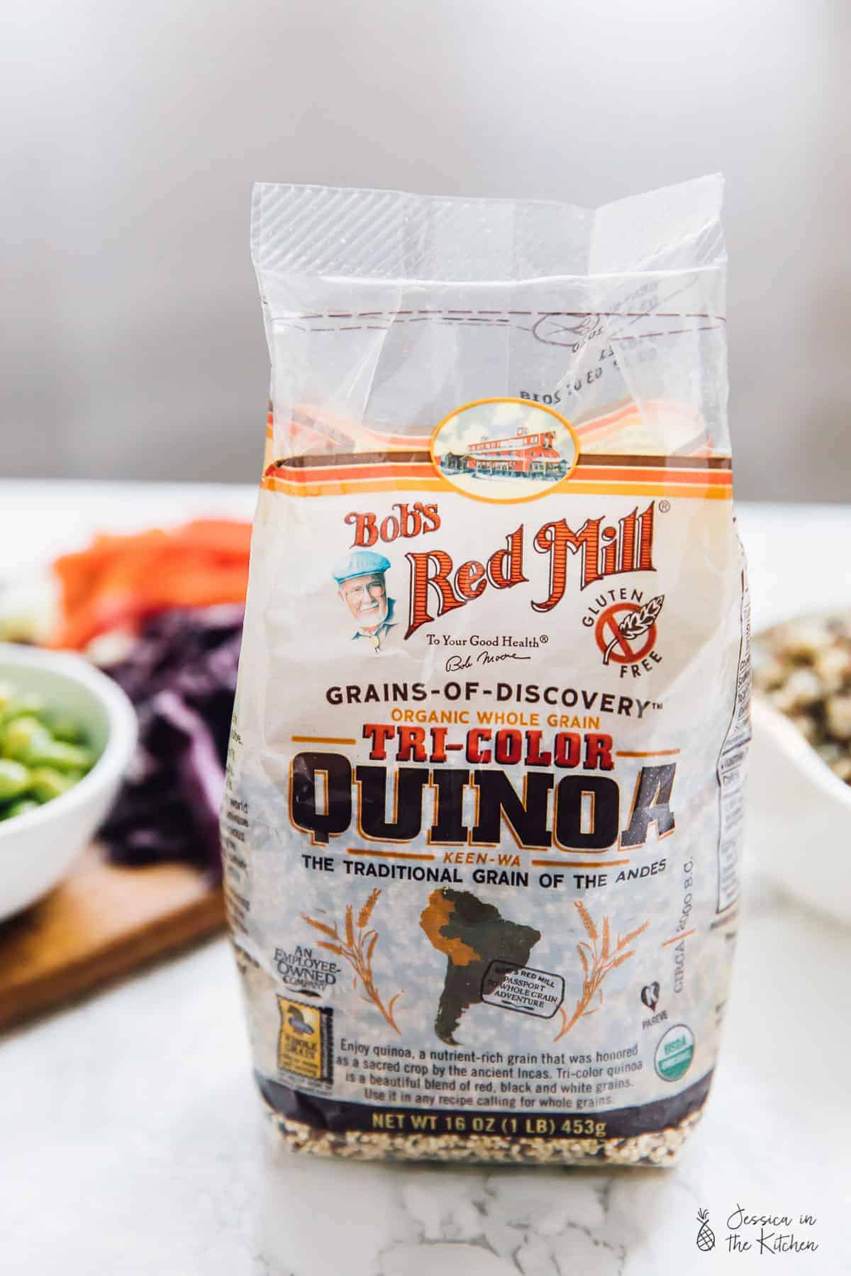 Bag of tri-color quinoa
