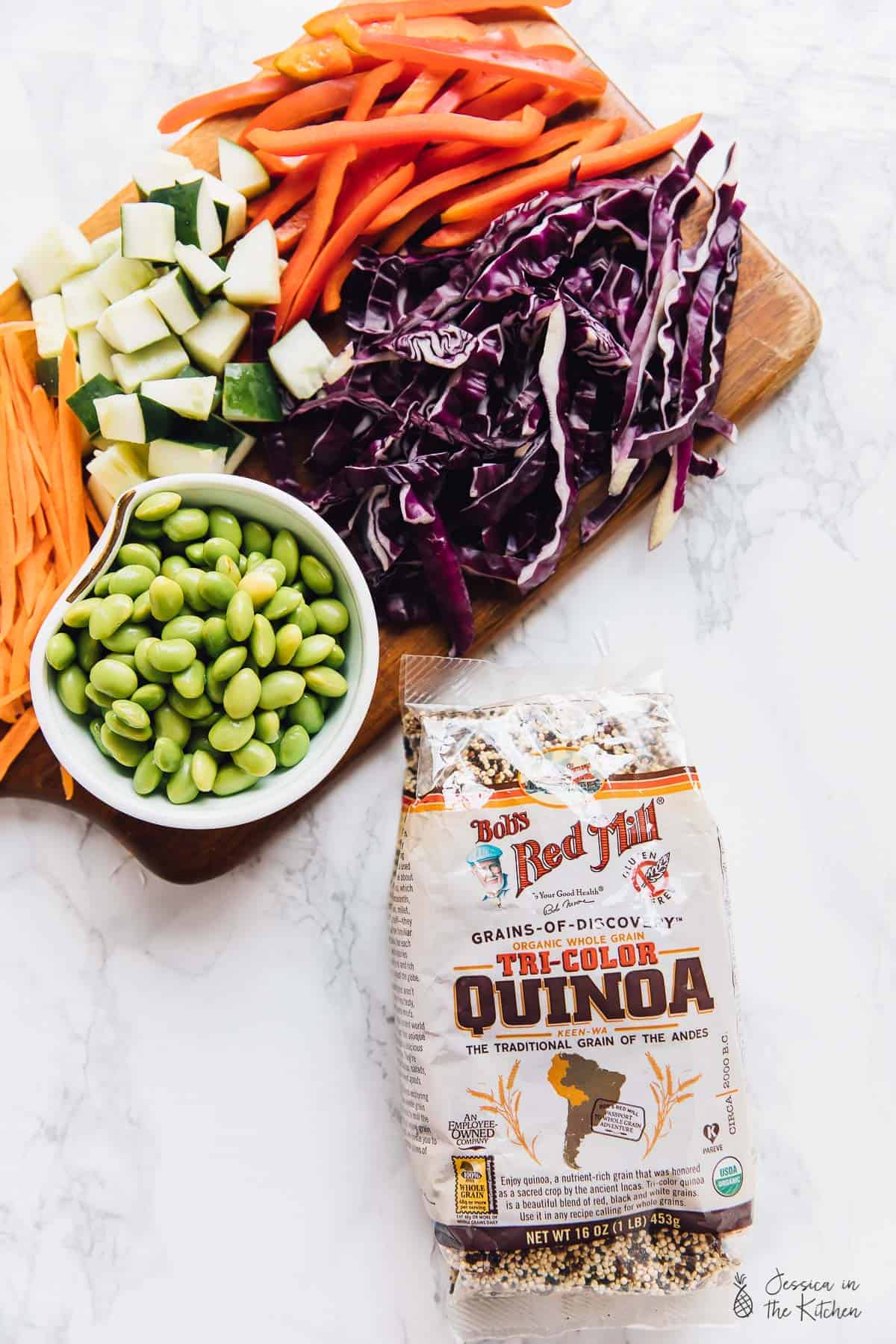 Ingredients for Asian quinoa salad