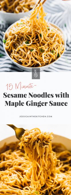 15 Minute Sesame Noodles With Maple Ginger Sauce Jessica In The Kitchen 9376