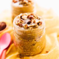 Chia pudding in two mason jars.