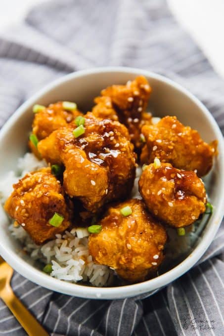 Sweet and Sticky Orange Cauliflower Bites - Jessica in the Kitchen