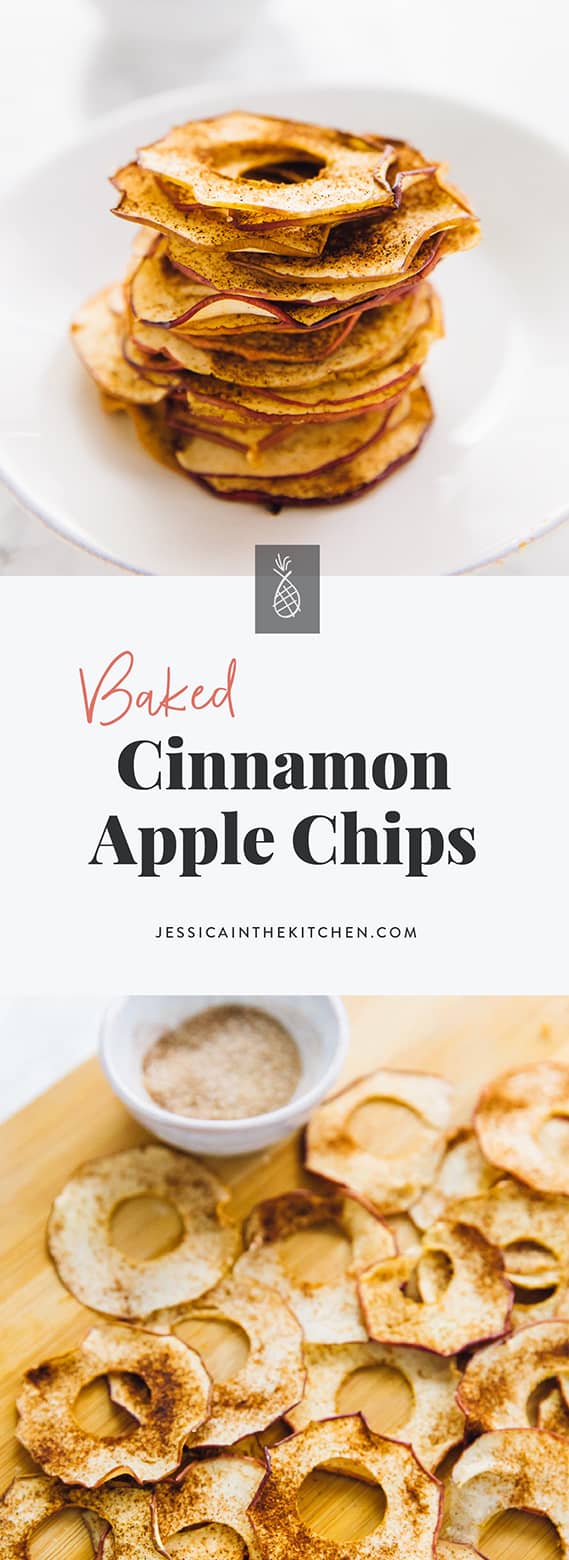 These Cinnamon Apple Chips are the perfect crispy and crunchy fall snack! They're easy to make, budget friendly and satisfy your sweet tooth! via https://jessicainthekitchen.com 