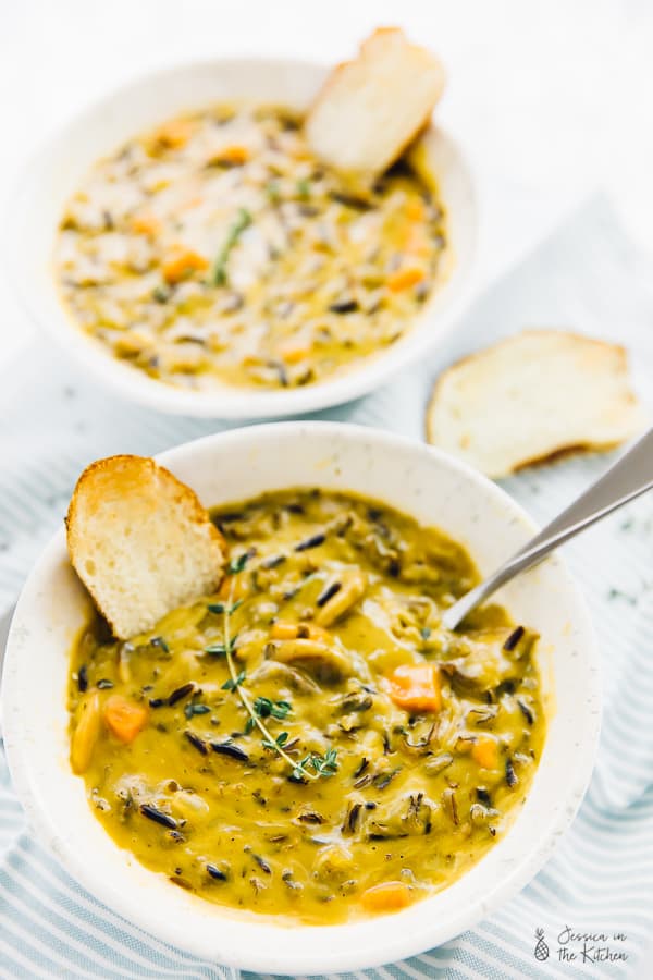 Slow Cooker Mushroom Wild Rice Soup - Jessica in the Kitchen