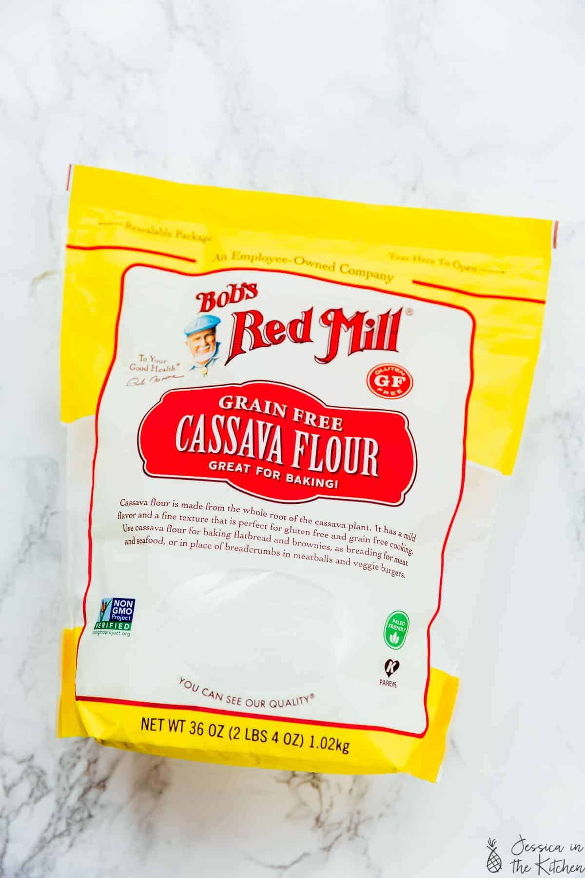 A bag of cassava flour from Bob's Red Mill.