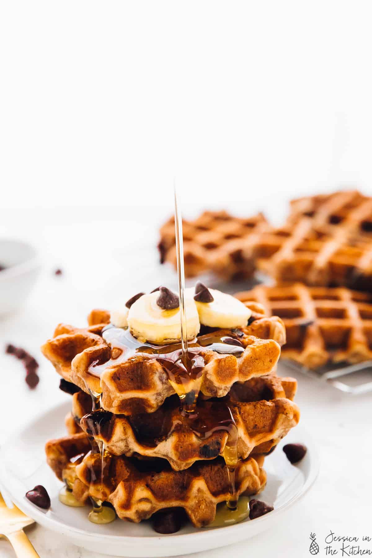 Banana Bread Waffles With Chocolate Chips Jessica In The Kitchen