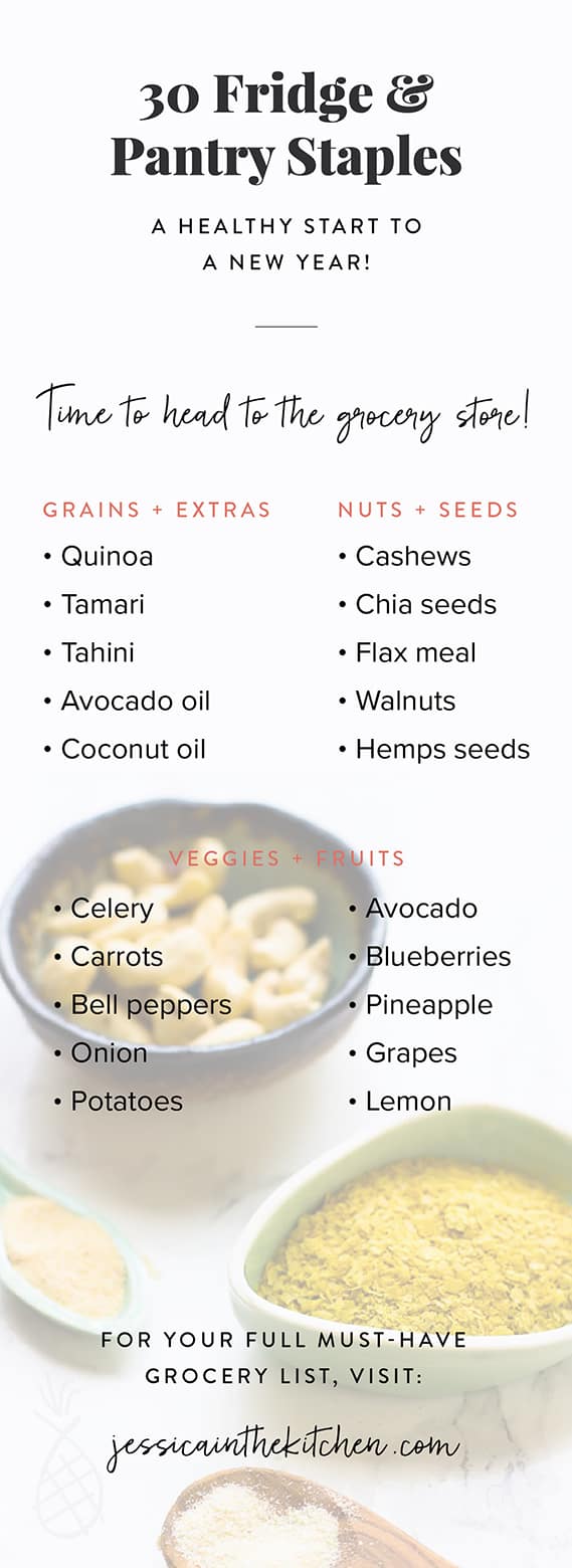 A graphic showing a list of pantry foods.