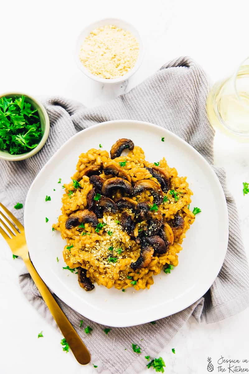 Creamy Mushroom Risotto (Vegan +GF) - Jessica in the Kitchen