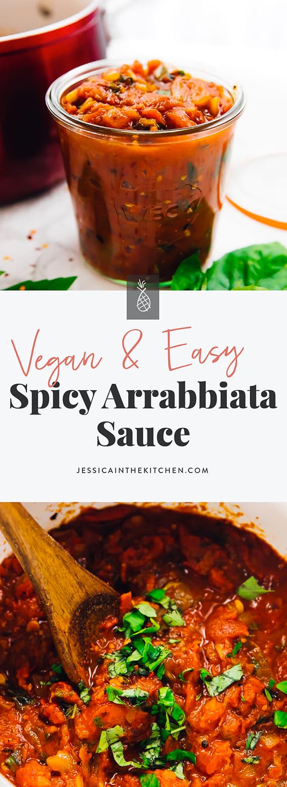 Spicy Arrabbiata Sauce is about to be your new favourite tomato sauce! It has only 8 ingredients, so much incredible depth in flavour and is so versatile!  via https://jessicainthekitchen.com
