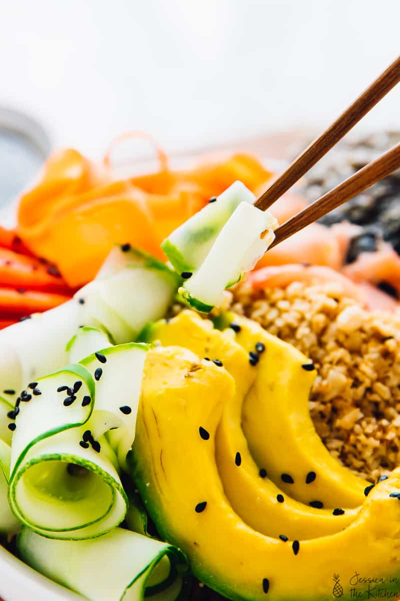 Vegan Sushi Rice Bowl with Sesame Soy Dressing - Jessica in the Kitchen