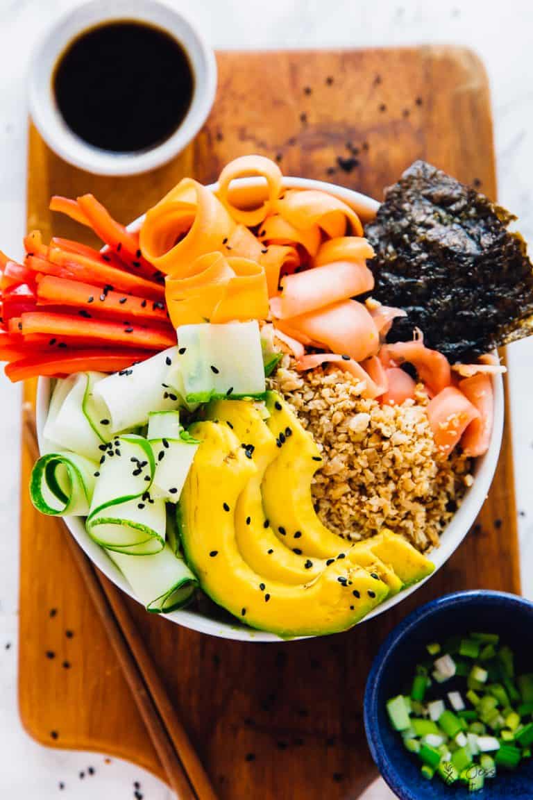 Vegan Sushi Rice Bowl with Sesame Soy Dressing - Jessica in the Kitchen