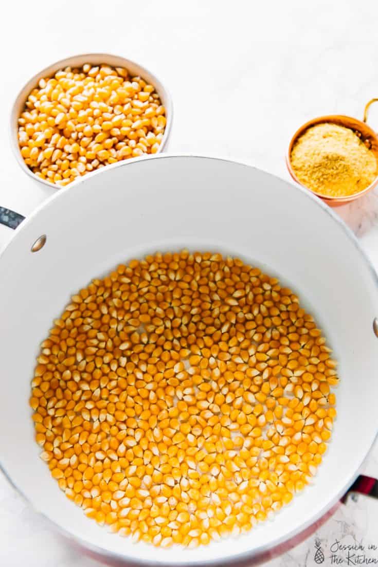 Stovetop Cheesy Vegan Popcorn Jessica in the Kitchen