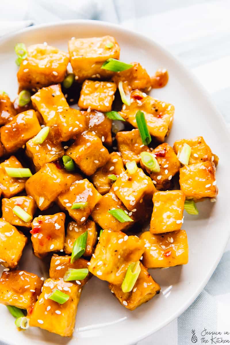 Orange Air Fryer Tofu Jessica in the Kitchen