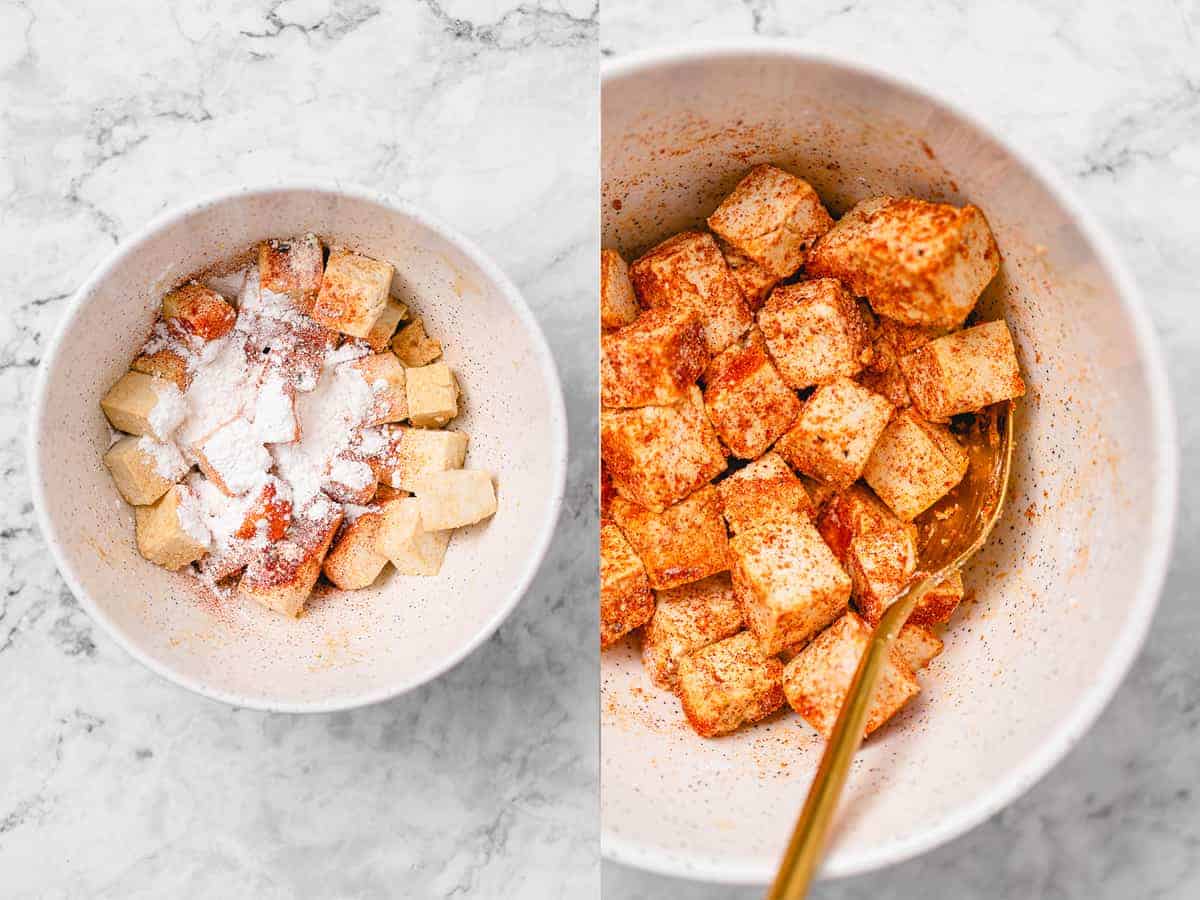 mixing of tofu seasoning ingredients