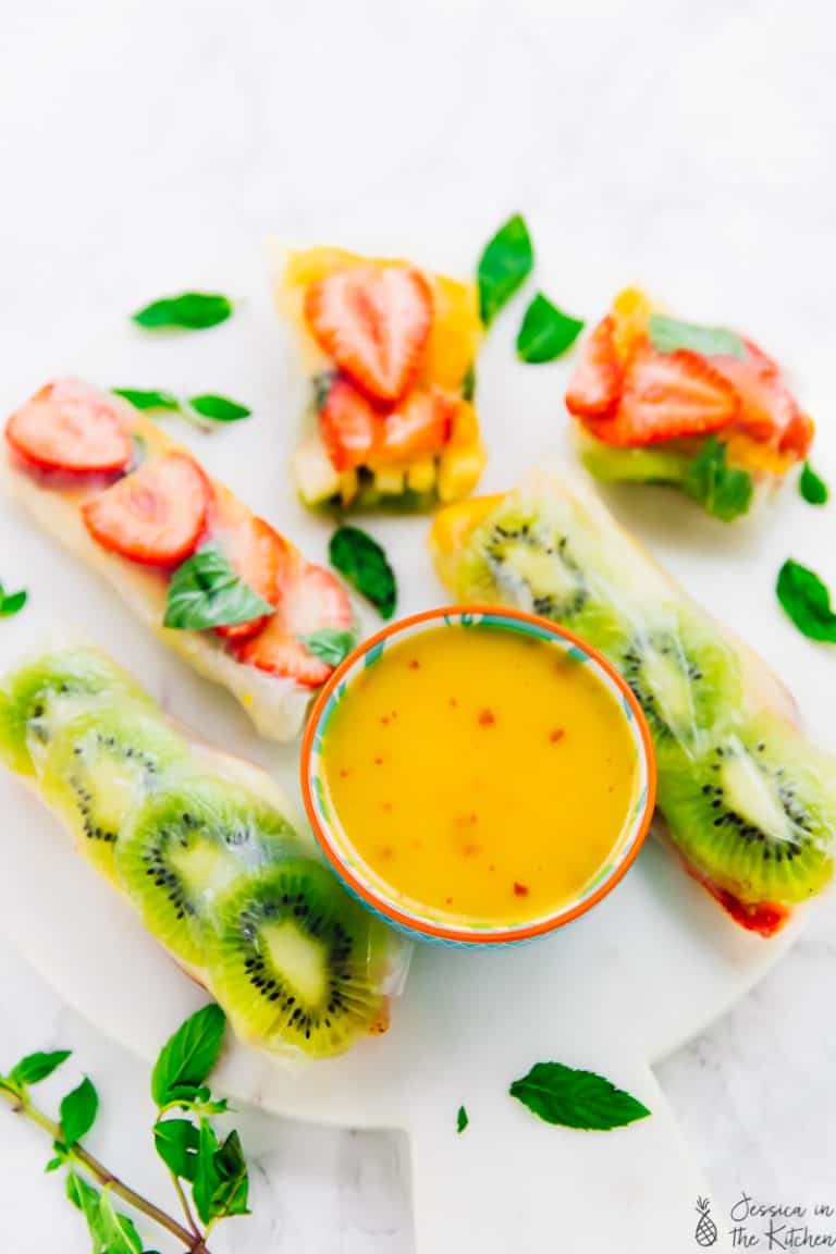 Summer Fruit Spring Rolls with Mango Dip - Jessica in the Kitchen
