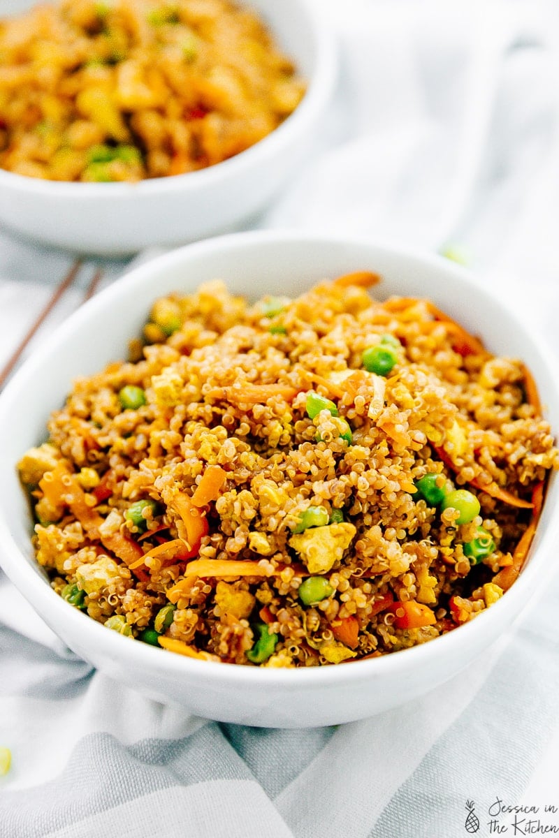 Two bowls of quinoa fried rice