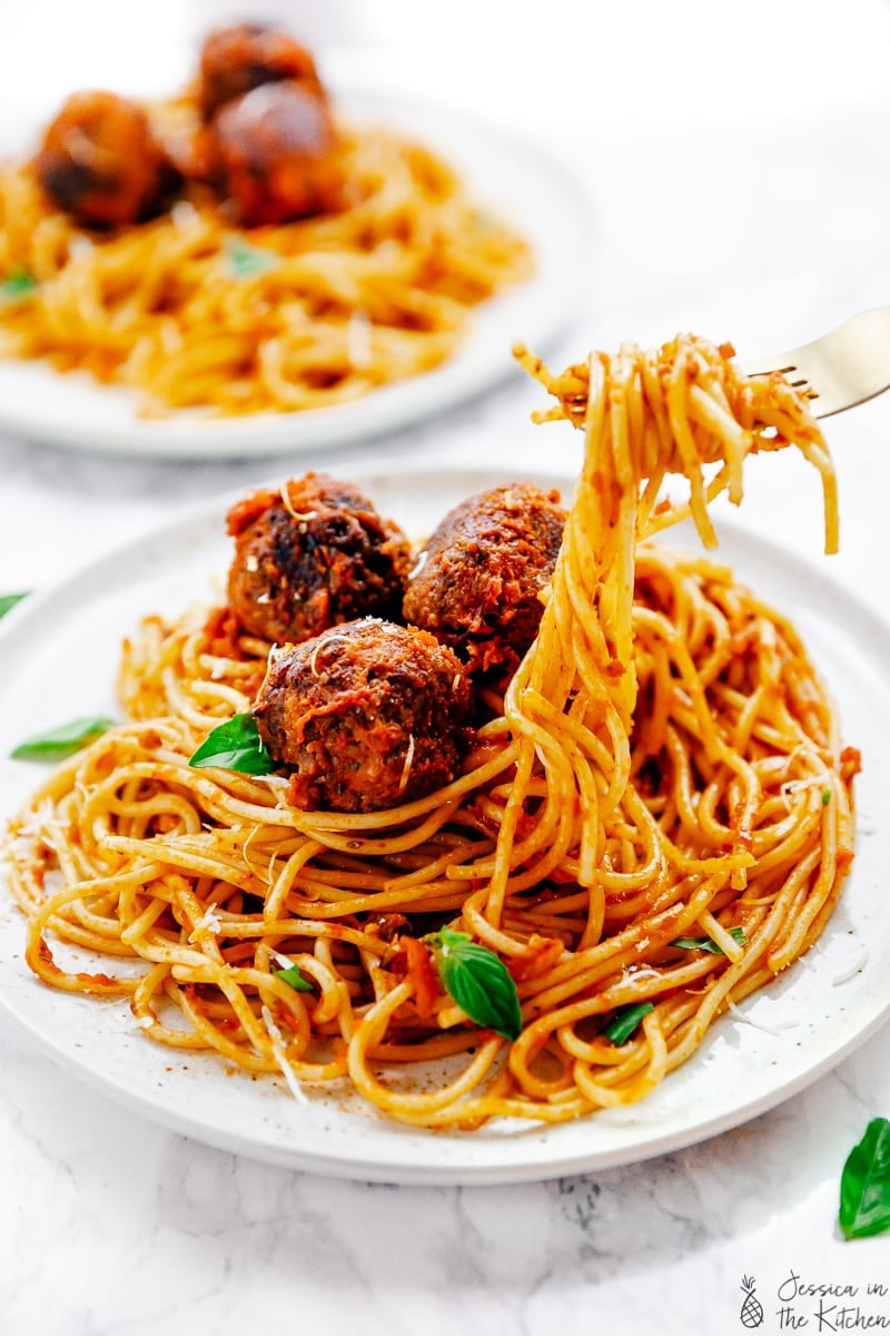 Vegan Spaghetti And Meatballs Jessica In The Kitchen