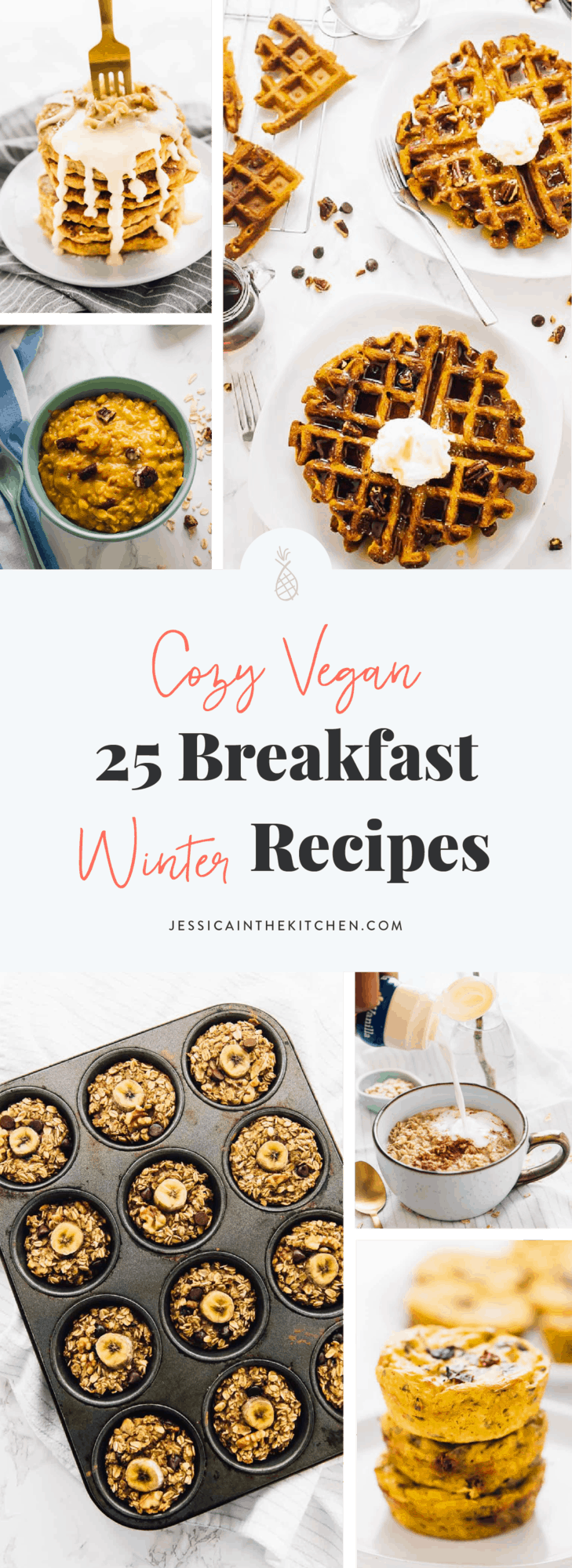 A long pin for cozy vegan breakfast recipes. 