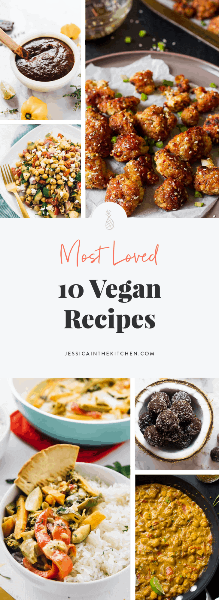 A long pin for 10 vegan recipes. 