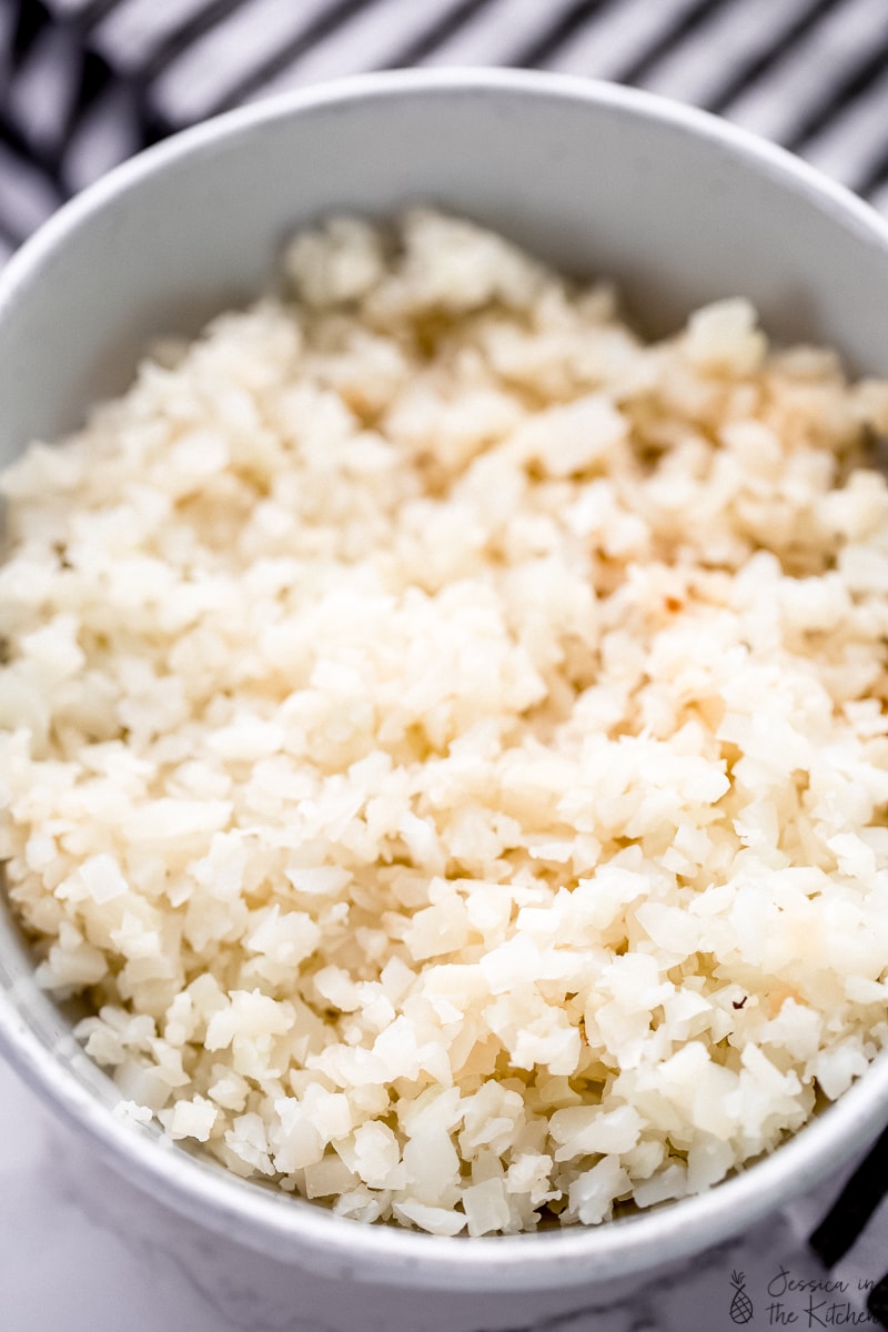 A bowl of cauliflower rice. 