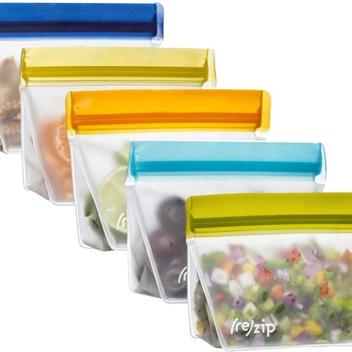 rezip Stand-Up 1-Cup/8-ounce Leakproof Reusable Storage Bag 5-Pack (Multi-Color)

