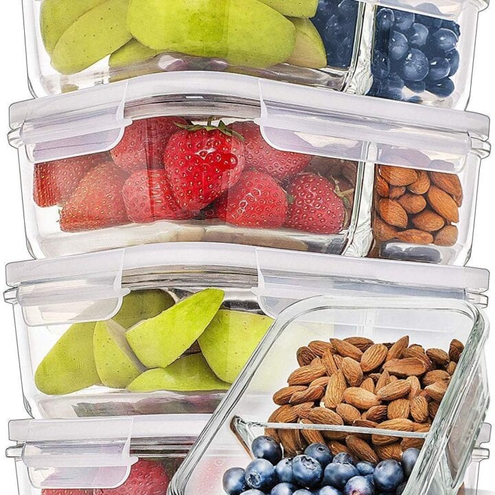 Prep Naturals Glass Meal Prep Containers Glass 2 Compartment 5 Pack


