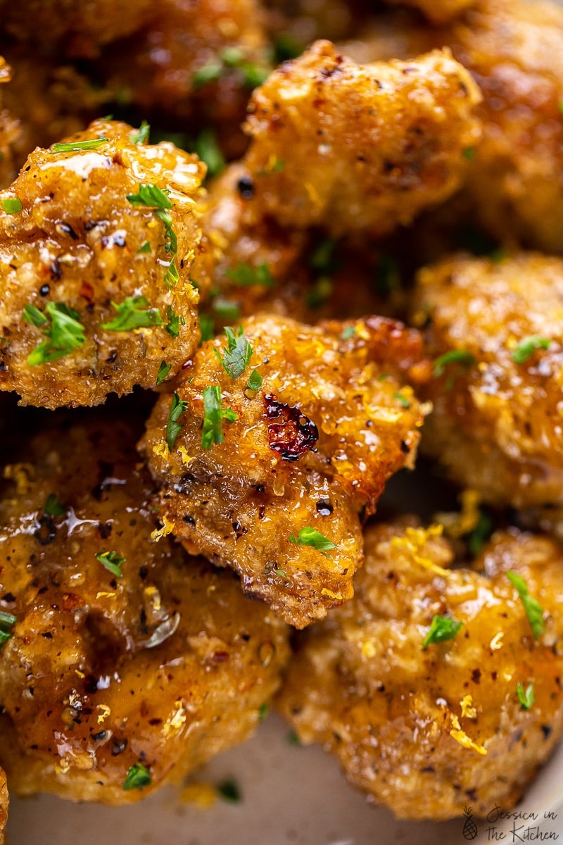 Lemon Pepper Cauliflower Wings on a plate.