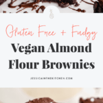 vegan almond flour brownie pin with label in the centre