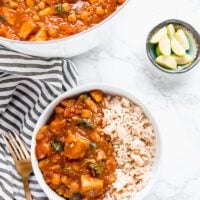 Sweet potato curry in a bowl.