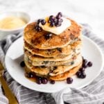 This Easy Vegan Blueberry Pancake is simple and easy to throw together. It's guaranteed to be your go-to breakfast pancake!