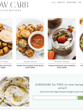 A screengrab of a food website with food photos.