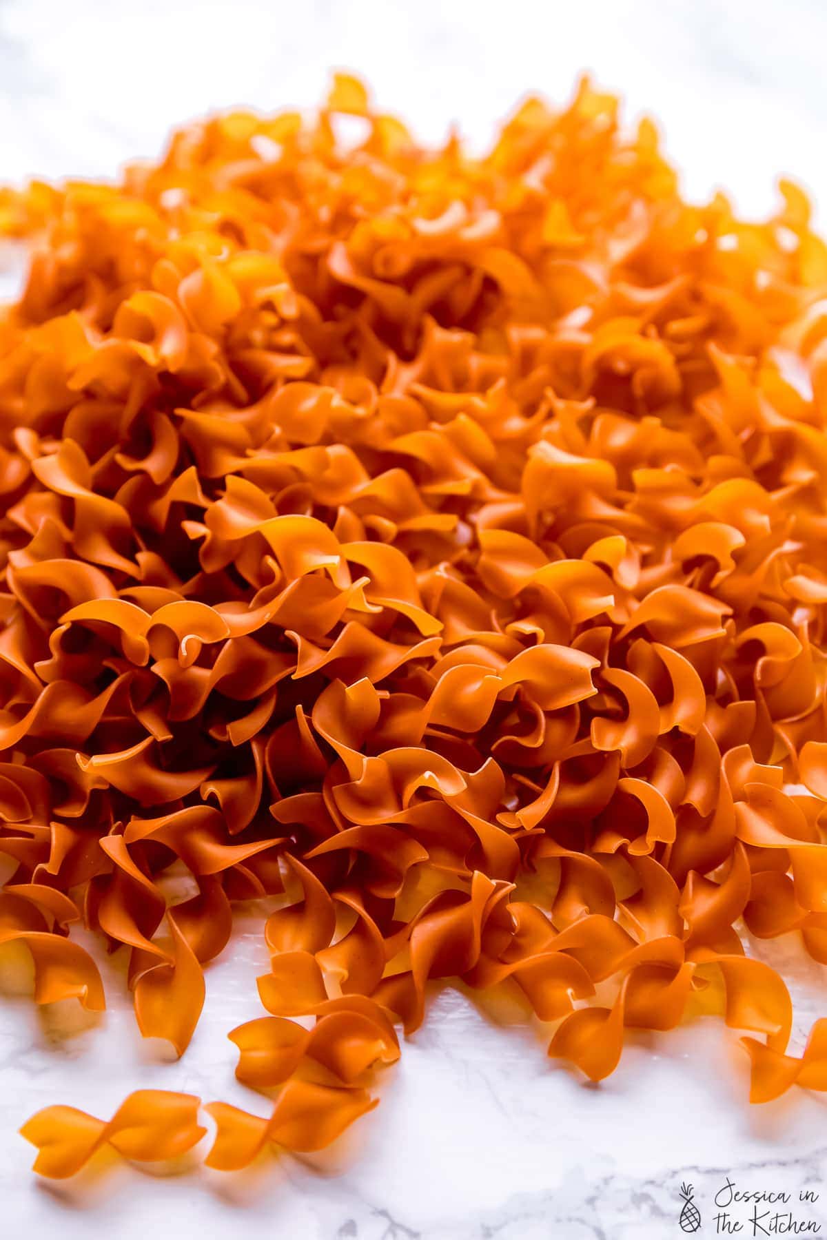 A batch of dried pasta.