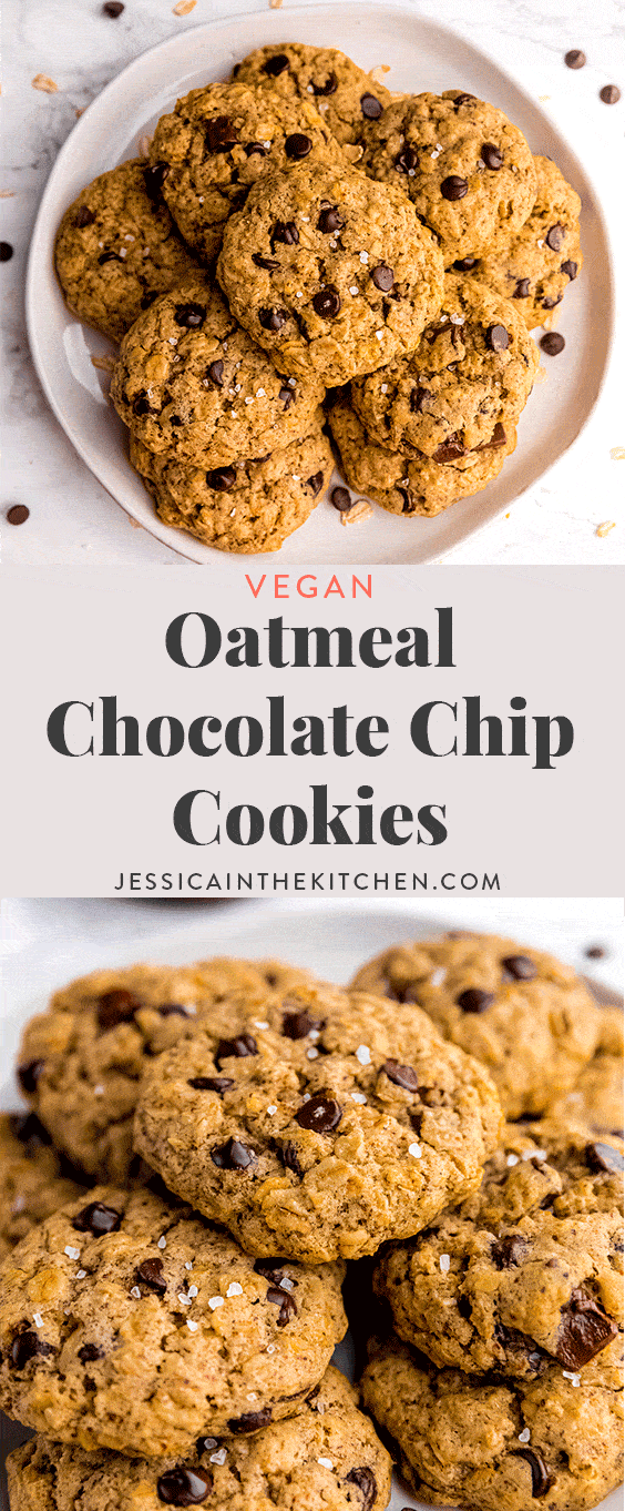 Oatmeal Chocolate Chip Cookies (Vegan) - Jessica in the Kitchen