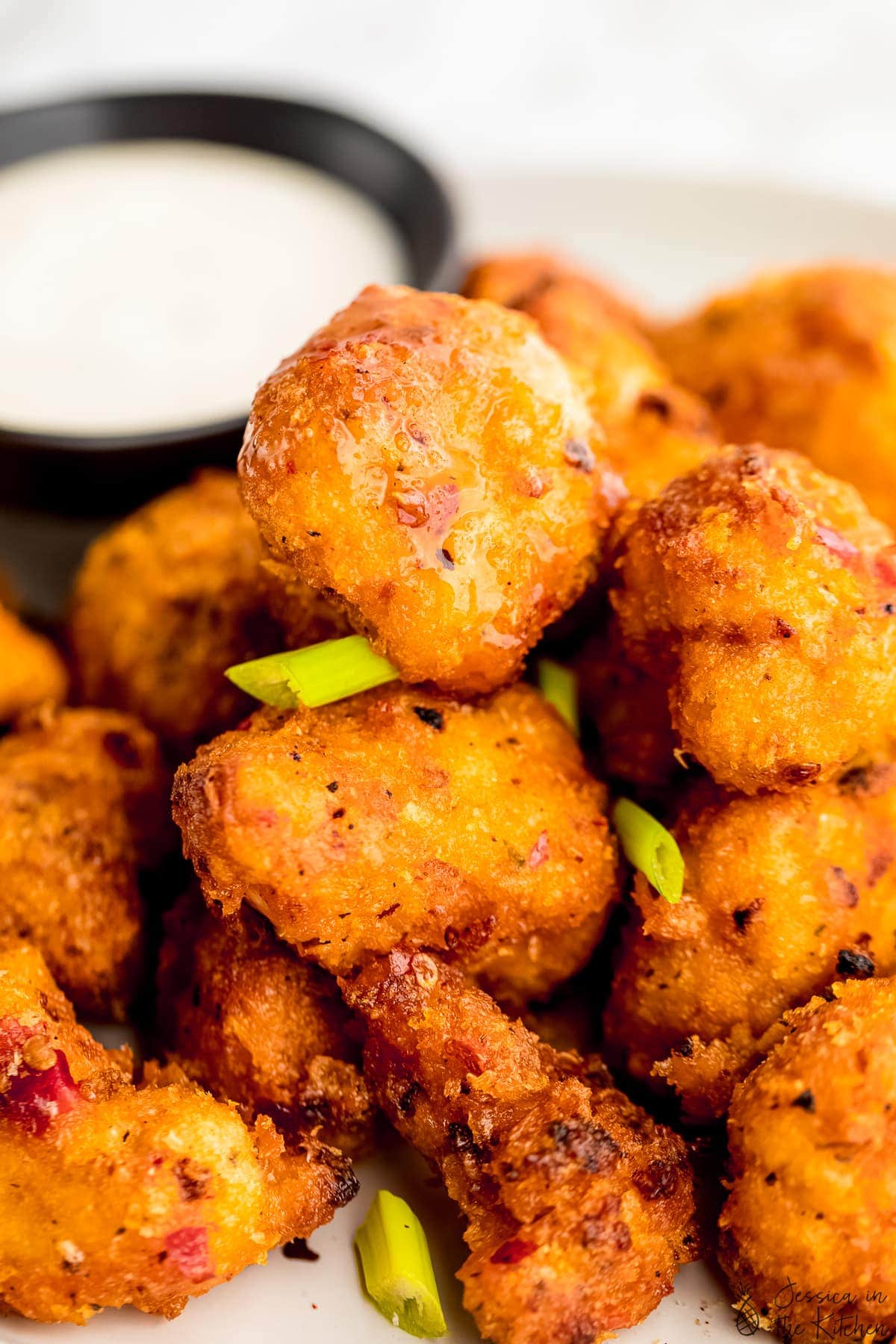 Bang bang cauliflower in a closeup view.