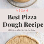 long pin image of best pizza dough recipe
