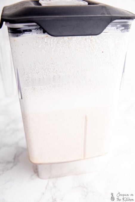 Almond milk in high speed blender