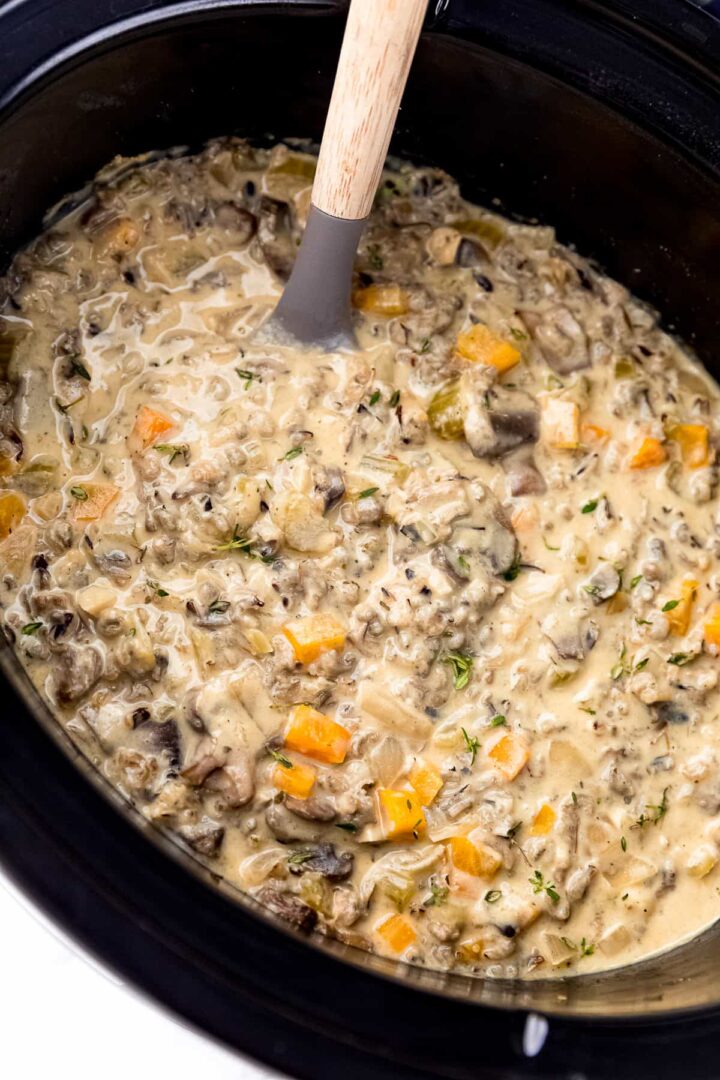 Slow Cooker Mushroom Wild Rice Soup - Jessica In The Kitchen