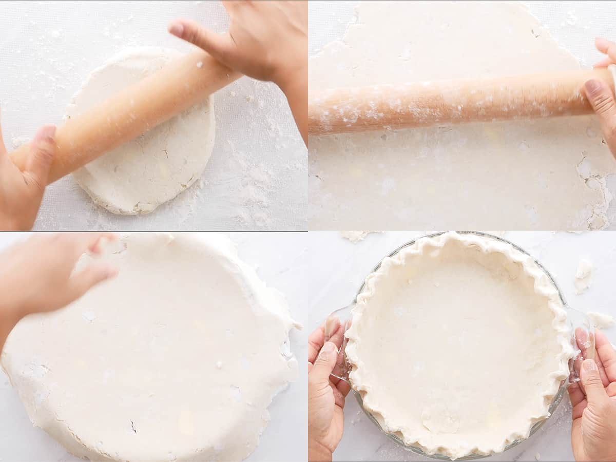 Step by step of making pie crust.