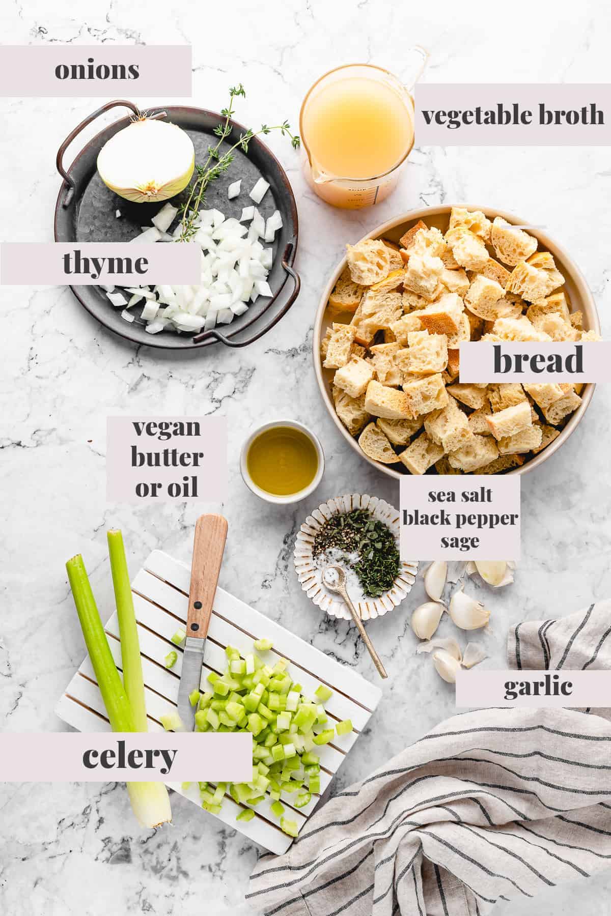 ingredients for the vegan stuffing