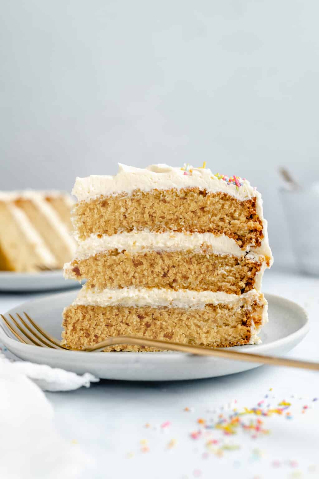 Vegan Vanilla Cake Double Layer Cake Recipe with Buttercream Frosting