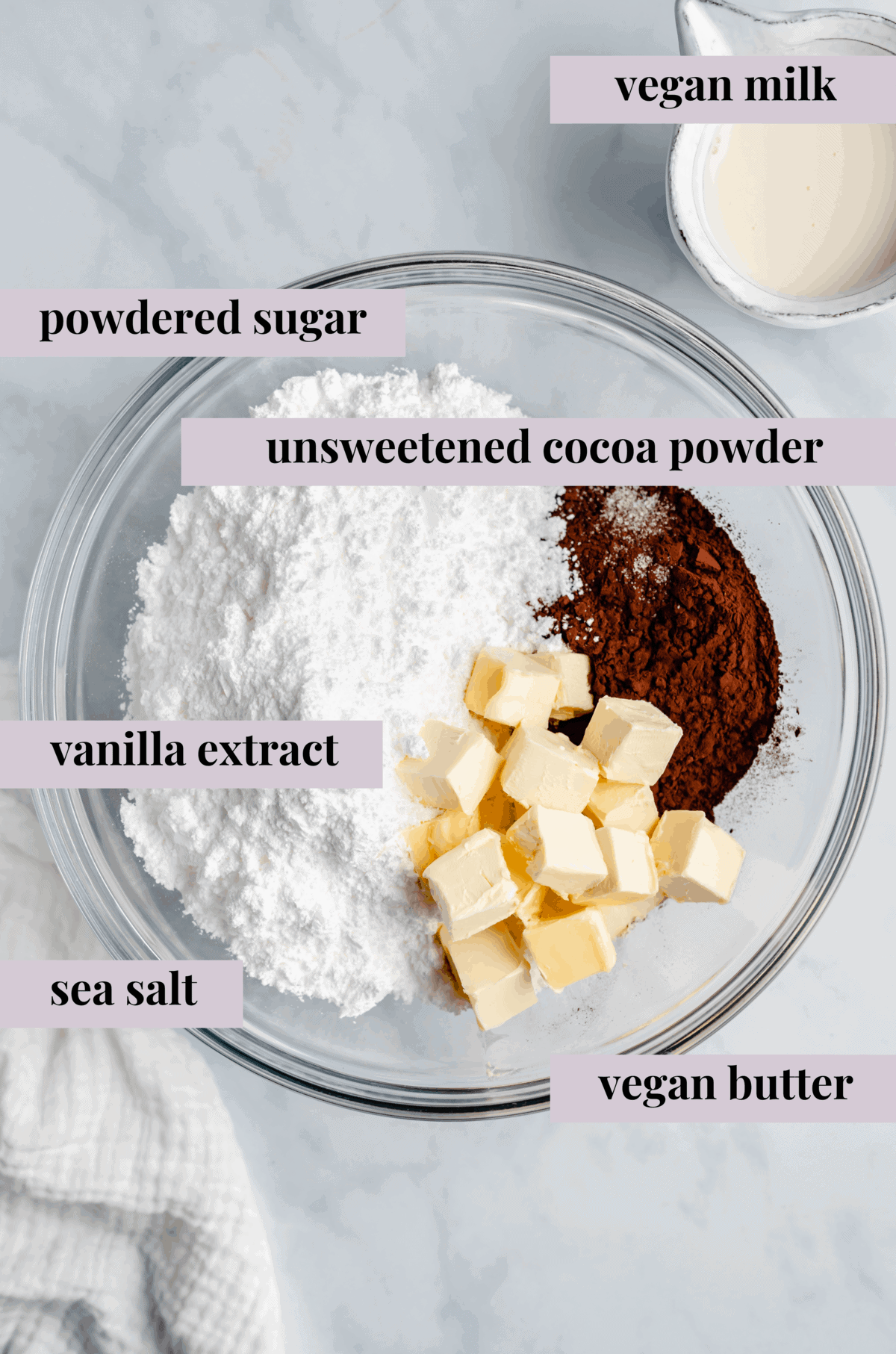 Ingredients for vegan chocolate sheet cake.