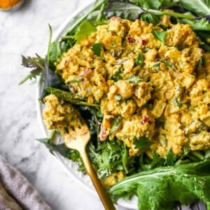 curried chickpea salad on a plate
