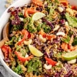 Large serving bowl of Thai quinoa salad