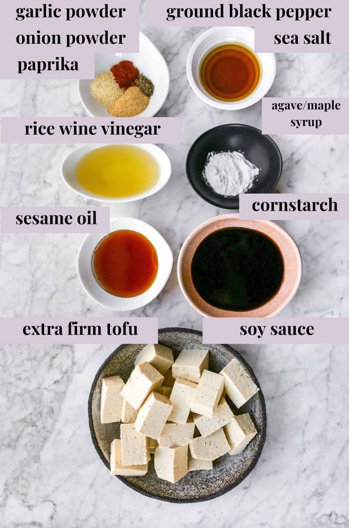 ingredients for making marinated tofu
